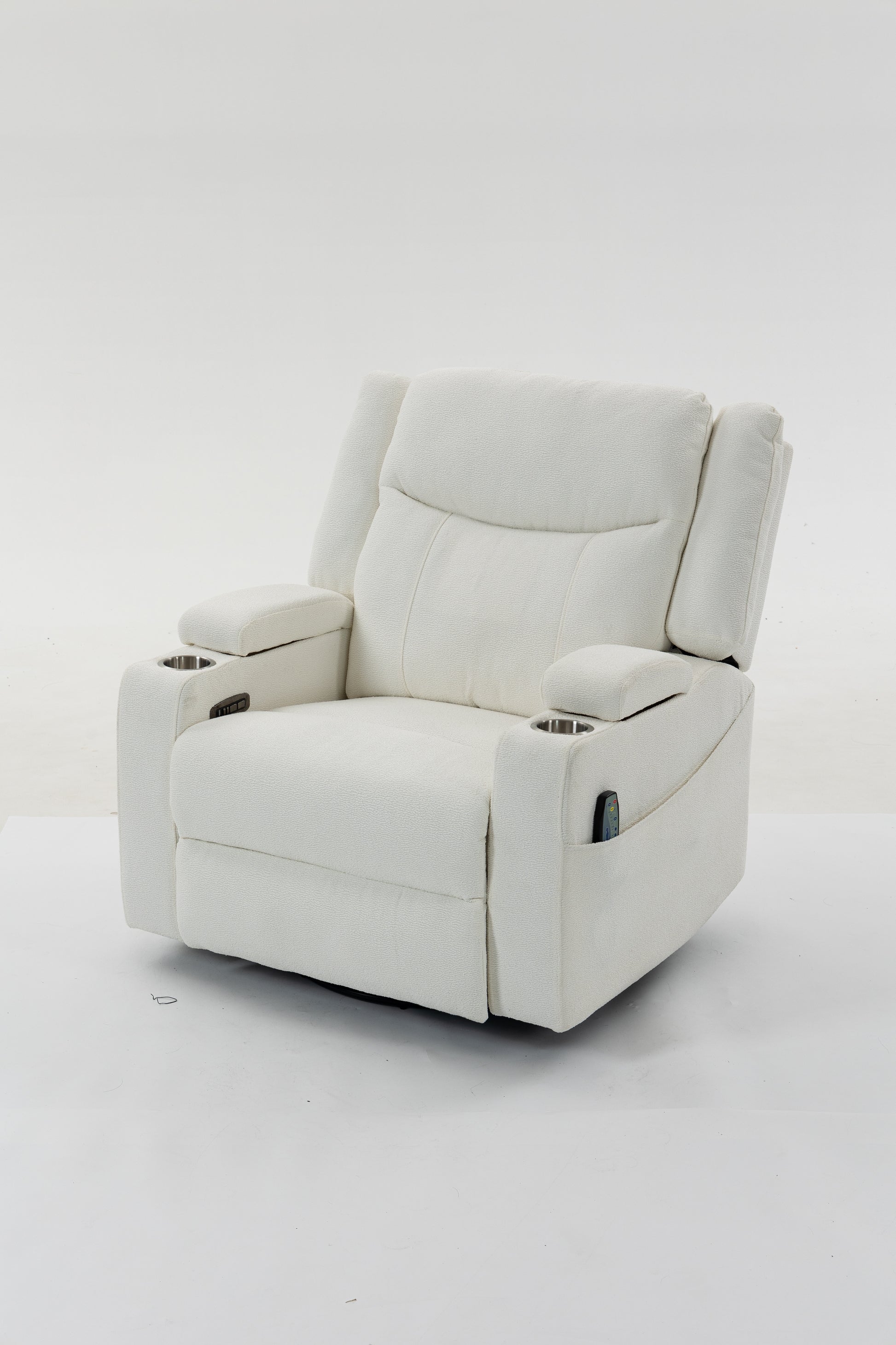 Extra Wide Power Recliner Chair 270° Swivel with Heat Massage - USB & Type C Charging Port - Velvet Swivel Reclining Chair for Living Room Bedroom Office image 11