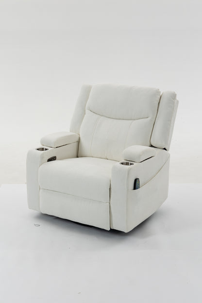 Extra Wide Power Recliner Chair 270° Swivel with Heat Massage - USB & Type C Charging Port - Velvet Swivel Reclining Chair for Living Room Bedroom Office image 11