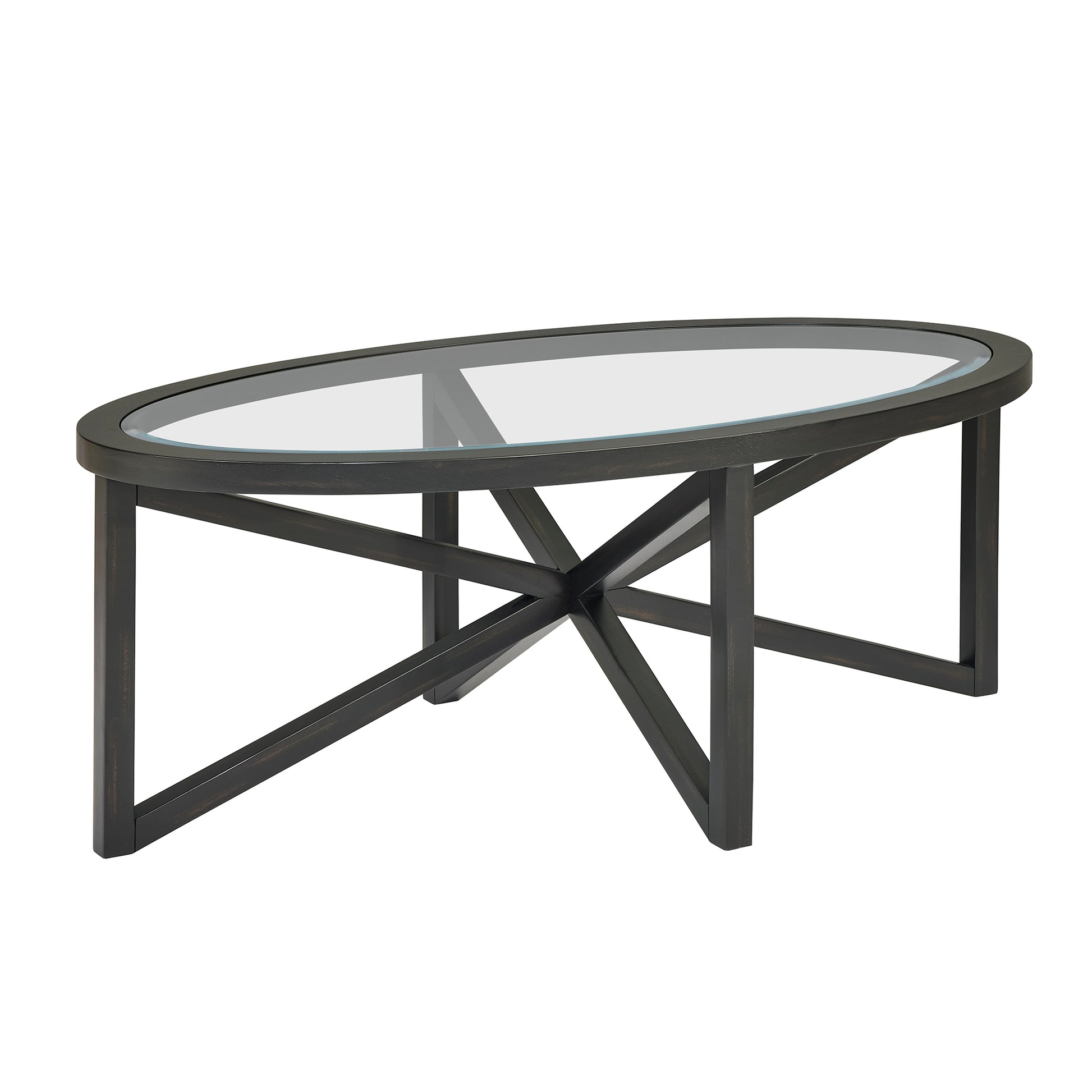 Modern simple glass coffee table, tempered glass coffee table solid wood base round transparent glass top modern living room terrace study coffee table image 12