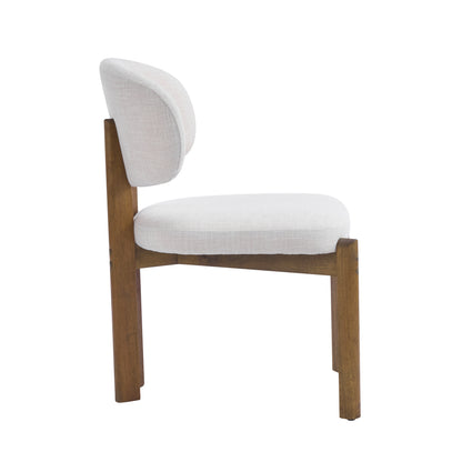 Beige Upholstered Mid-Century Walnut Finished Frame Dining Chairs (Set of 2) image 8