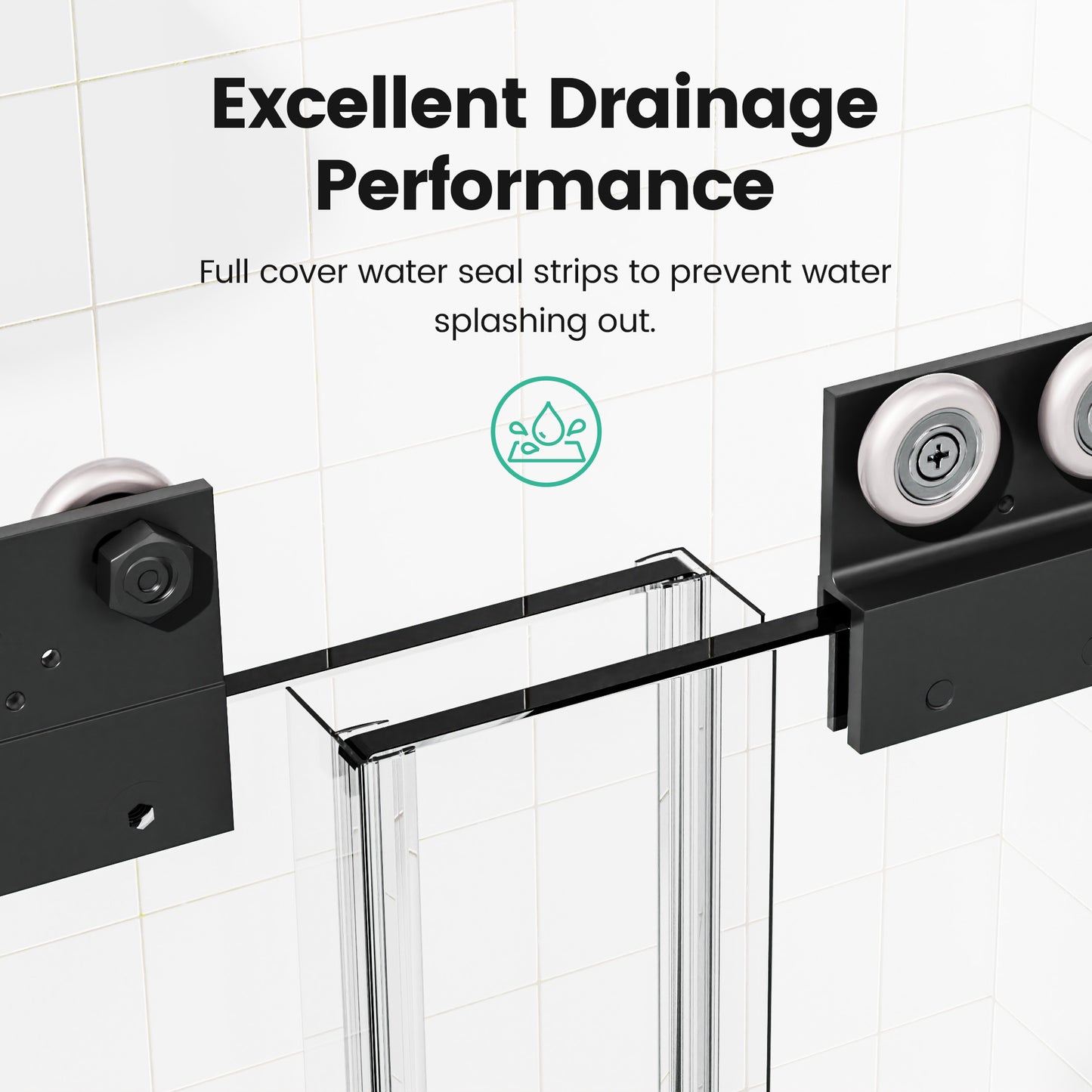 44"-48"W*72" H Semi-Frameless Double Sliding Shower Door, Bypass Shower Door, 1/4" (6mm) Thick SGCC Tempered Glass Door, Matte Black image 2