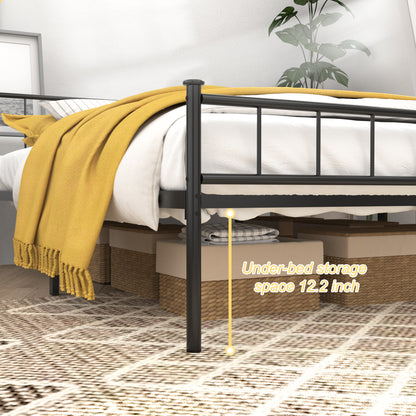 Queen Size Bed Frame, Headboard and Footboard,Structurally Stable, Under Bed Storage,No Box Spring Needed,Black image 4