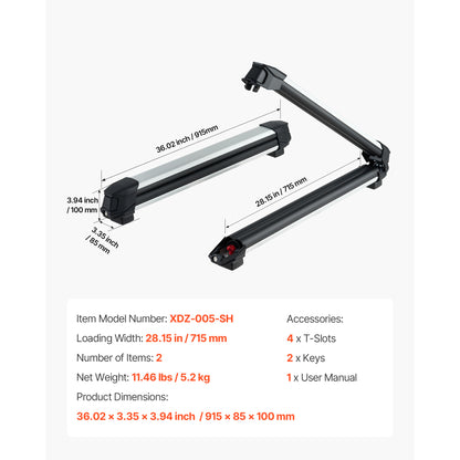Ski & Snowboard Roof Rack, Carry up to 6 Pairs of Skis or 4 Snowboards, 2 PCS Aluminum Universal Car Roof Rack with Lock & Rubber Padding, Carrier for Fishing Rod, Fit Most Slotted Crossbars image 5