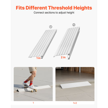 Door Threshold Ramp, 2 inch Rise, Aluminum Alloy Threshold Ramp Rated 800 lbs Load Capacity, Handicap Ramps for Home Steps for Wheelchair, Scooters, Power Chairs, Walkers, Bicycle, Tricycle image 9