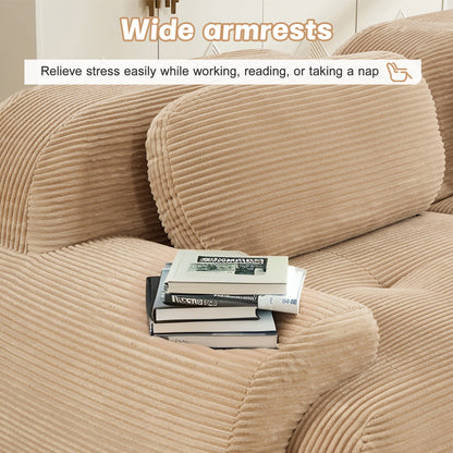 3-seat sofa premiumCorduroy Fabric fabric modular multi-combination anti-slip design no assembly curved armrests ergonomic support high-resilience sponge for living rooms bedrooms,Camel image 8