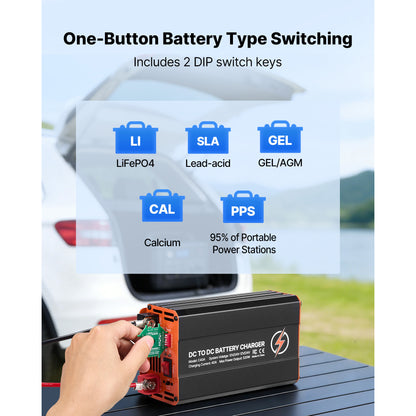 DC to DC Battery Charger, 520W, 40A Alternator Charger, Fast DC-DC Charging for Portable Power Stations, Compatible with LiFePO4 Lead-Acid AGM GEL Batteries, 12V/24V-12V/24V, for RV Home Backup image 8