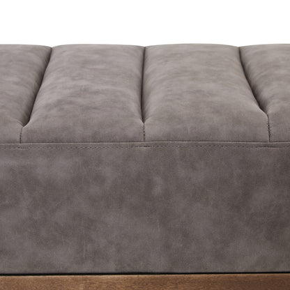 Upholstered Channel Tufted Ottoman Bench Seat with Gold Legs image 9