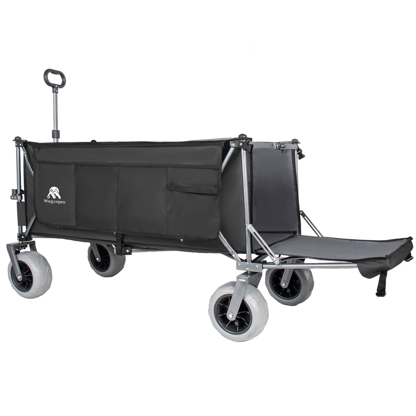67in Extra long large Heavy Duty Utility Beach Wagons with Opened Tailgate and All-Terrain Wheels, 500lbs Capacity, Patented Ultra-Stable Frame, No Assembly Needed, Black+Gray image 9