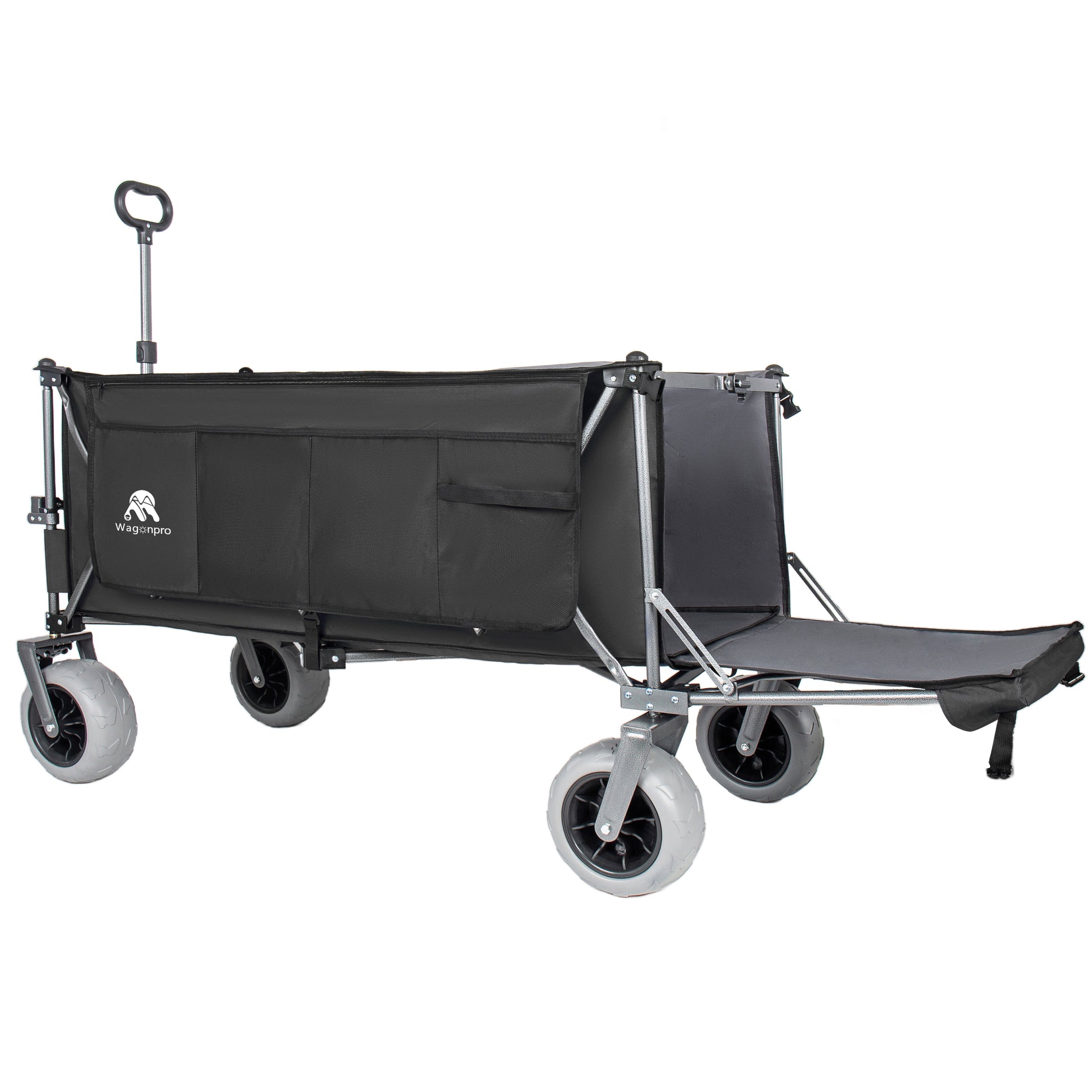 67in Extra long large Heavy Duty Utility Beach Wagons with Opened Tailgate and All-Terrain Wheels, 500lbs Capacity, Patented Ultra-Stable Frame, No Assembly Needed, Black+Gray image 9