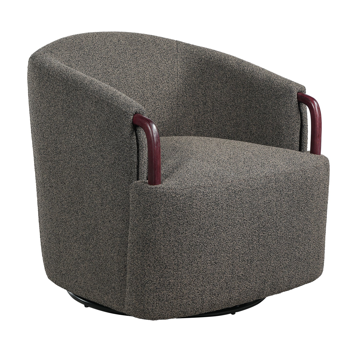 30" Modern Boucle Swivel Barrel Chair with Solid Wood Accents, Soft Durable Upholstery & 360° Swivel Base, Ideal for Living Room, Bedroom, or Office image 4