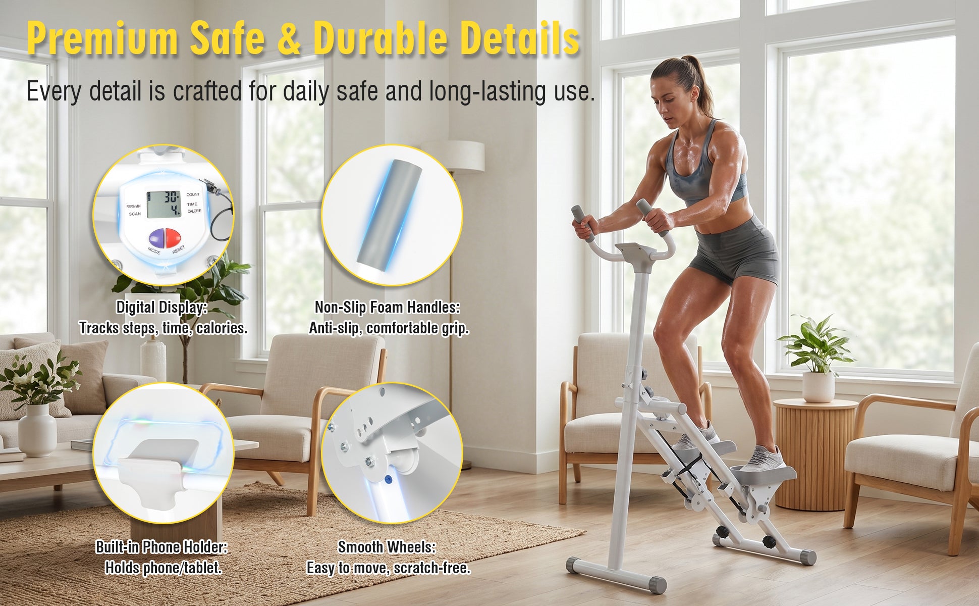 Stair Stepper Machine, Vertical Climber Exercise Equipment with LCD Display, Compact Cardio Step Trainer for Full-Body Home Workouts image 2