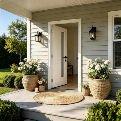 36"x80" Fiberglass Front Door with White 4-9/16" PVC Frame,Left-Hand Inswing Exterior Door with Brickmould,Contemporary minimalist smooth skin with frosted glass for Home Entrance,White image 2