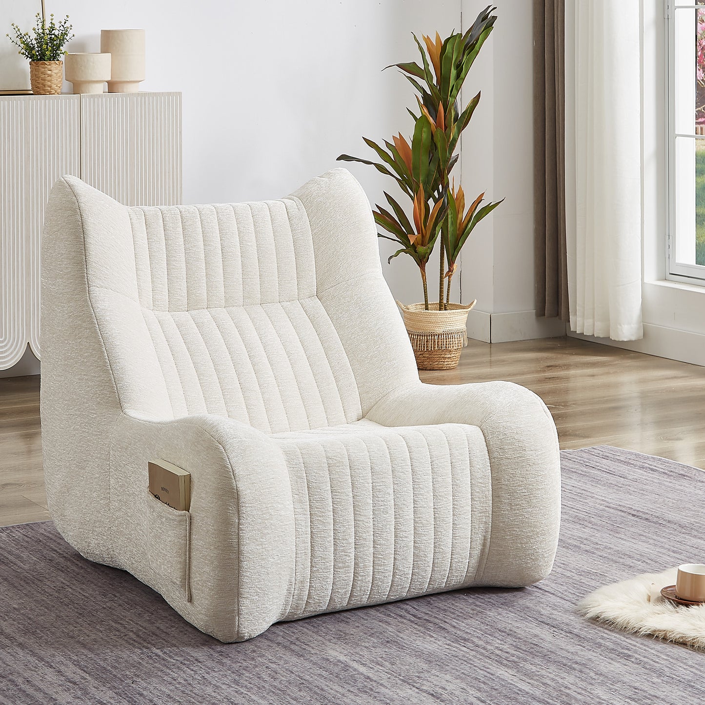 Bean Bag Chair for Adults with Armrests - Oversized Comfy Beanbag Lounge Lazy Floor Sofa Accent Chair for Living Room, Bedroom image 1