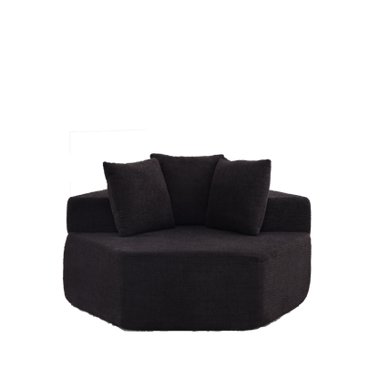 54-inch Modern-style hexagonal single lounge chair, featuring versatile arrangements and a modular design; this chenille-upholstered sofa is ideal for lounges, game rooms, living rooms, and bedrooms. image 11