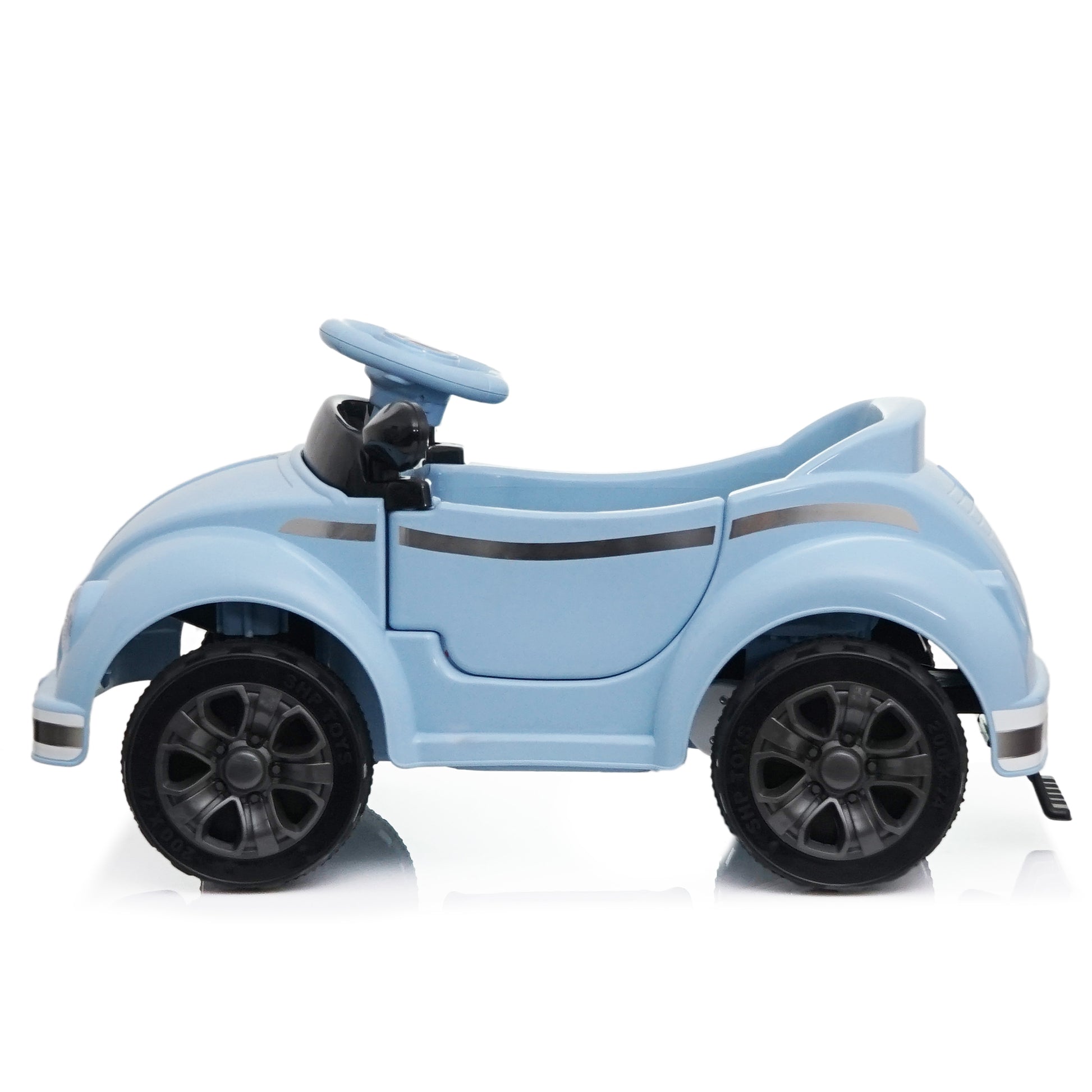 Bright LED front headlights on vintage style kids electric car