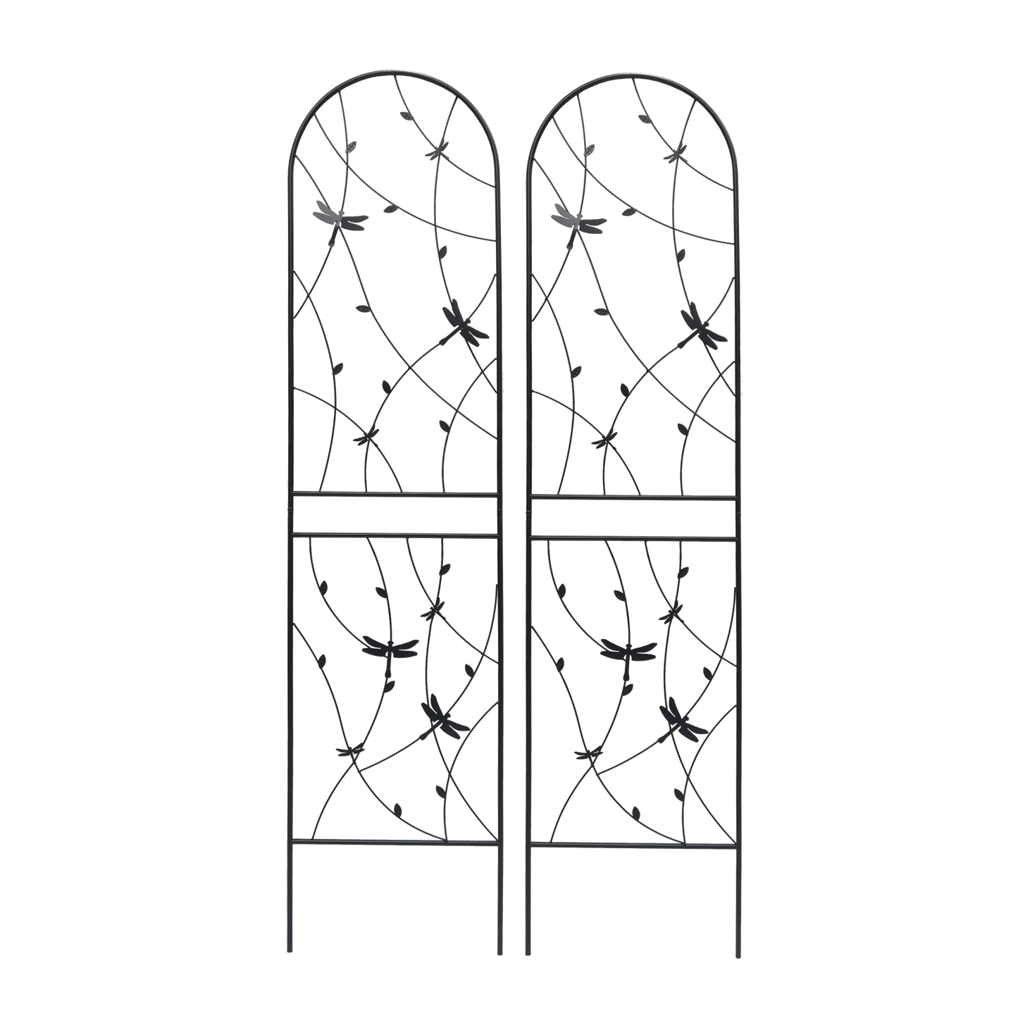 2 Pack Metal Garden Trellis 86.7" x 19.7" Rustproof Trellis for Climbing Plants Outdoor Flower Support Dragonfly Deco Black image 8