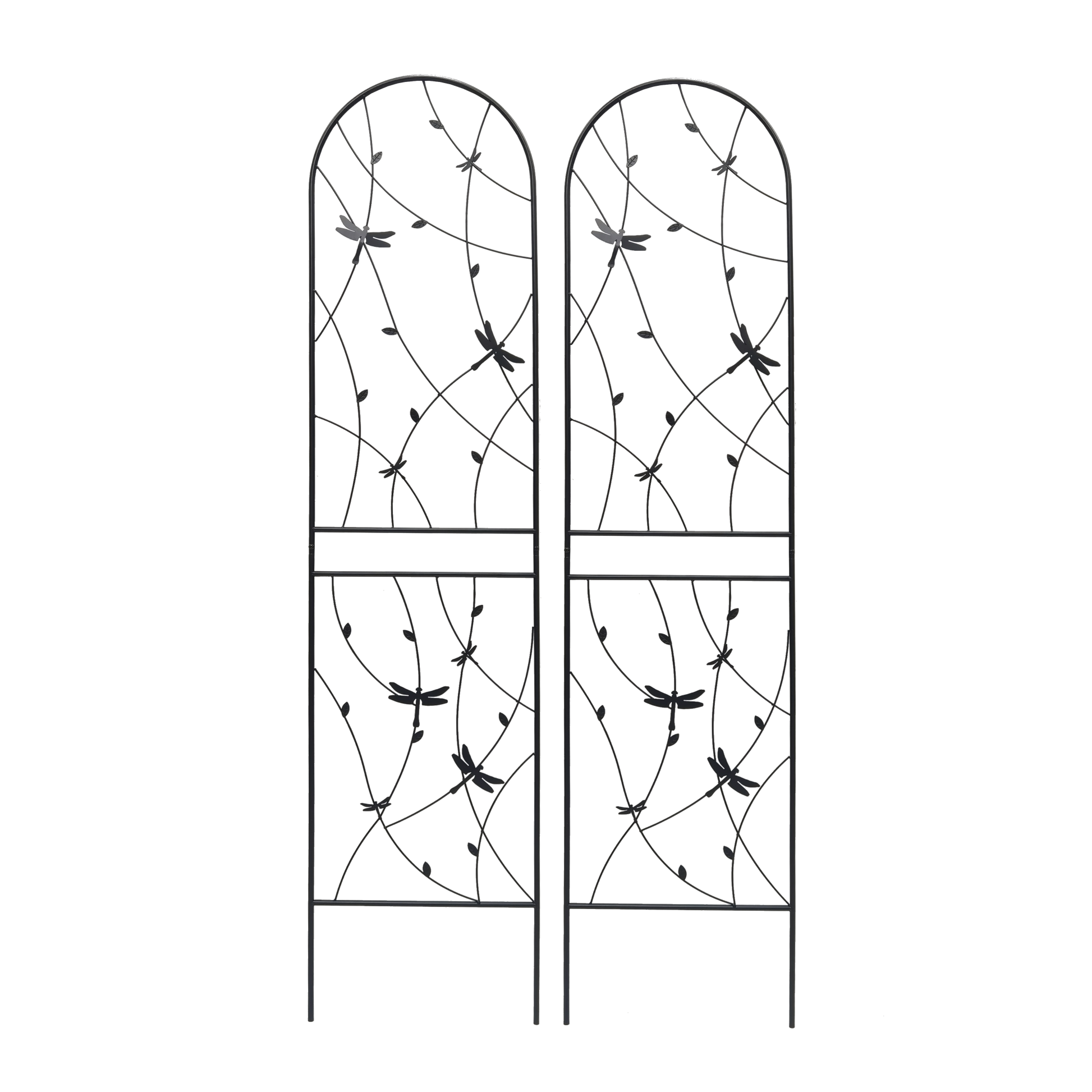 2 Pack Metal Garden Trellis 86.7" x 19.7" Rustproof Trellis for Climbing Plants Outdoor Flower Support Dragonfly Deco Black image 8