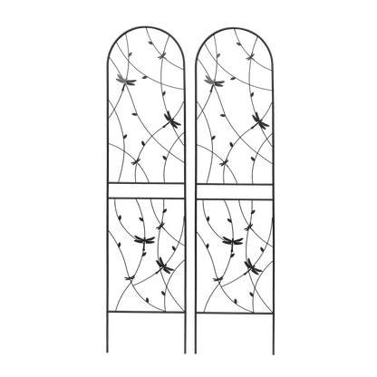 2 Pack Metal Garden Trellis 86.7" x 19.7" Rustproof Trellis for Climbing Plants Outdoor Flower Support Dragonfly Deco Black image 8