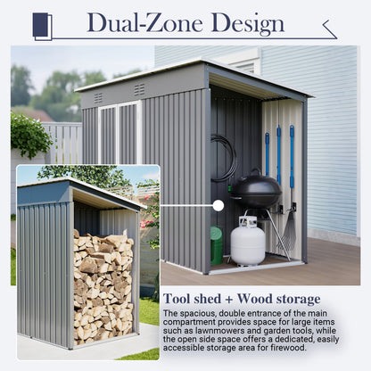 10'x4' Outdoor Metal Storage Shed for Garden Tools Lockable Door With Floor Frame image 4