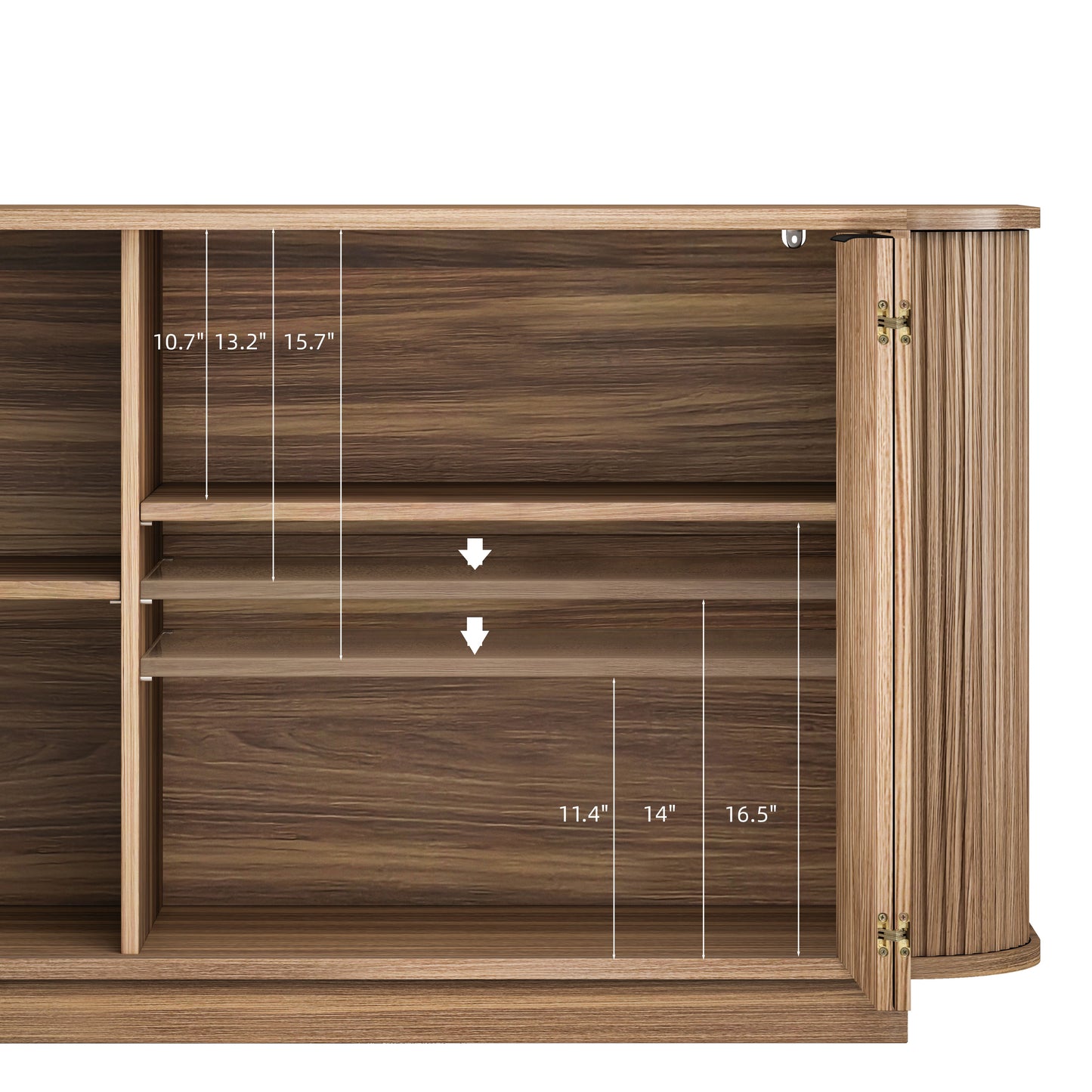 63"Wavy Storage Sideboard, Double-Door Buffet Cabinet with Adjustable Shelves, Suitable for Kitchen, Living Room, Hallway - Versatile Storage (Brown) image 6