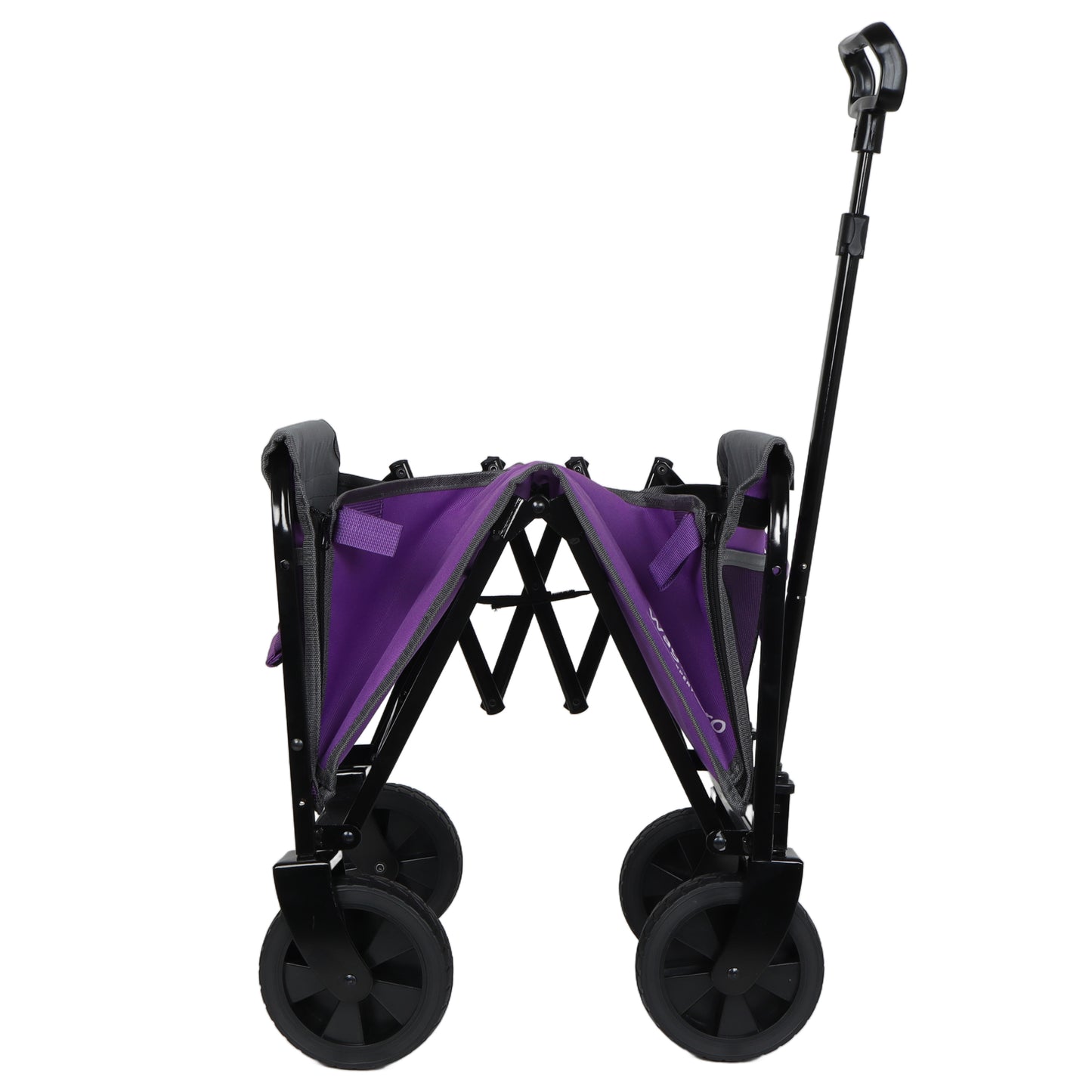 All-in-One Convertible Folding 4-Wheel Trolley with Bench Seat and Dog Leash - Heavy Duty Foldable Utility Trolley for Camping, Beach, Shopping - Versatile Seating and Storage Space, purple/gray image 11