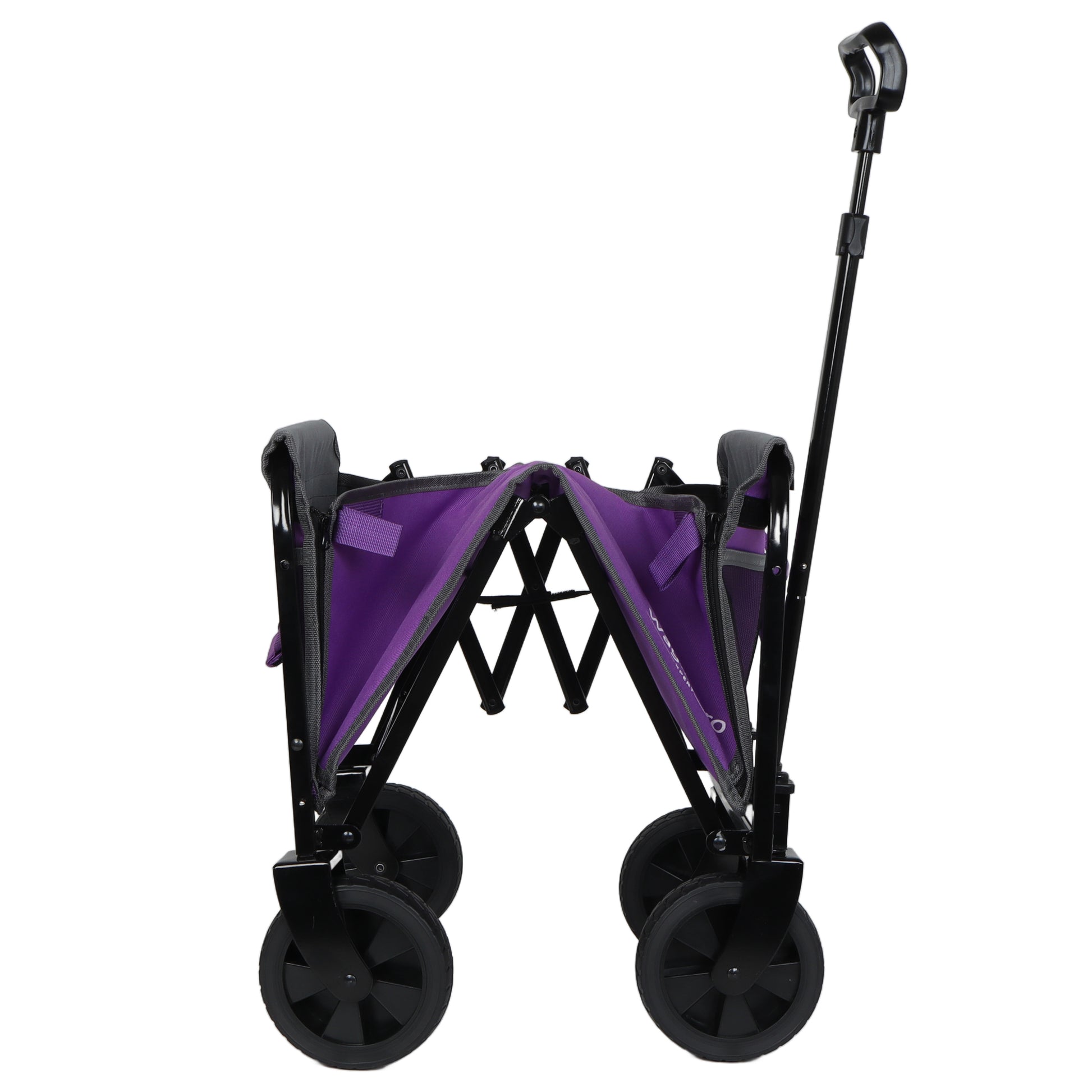 All-in-One Convertible Folding 4-Wheel Trolley with Bench Seat and Dog Leash - Heavy Duty Foldable Utility Trolley for Camping, Beach, Shopping - Versatile Seating and Storage Space, purple/gray image 11