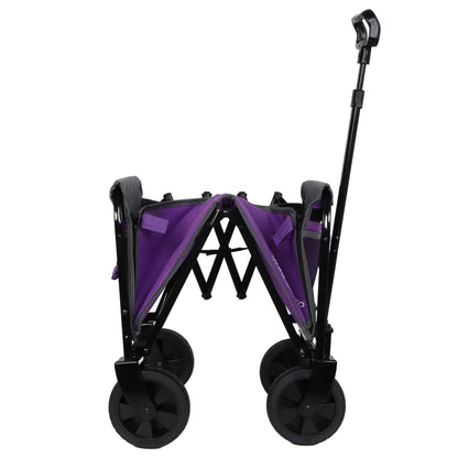 All-in-One Convertible Folding 4-Wheel Trolley with Bench Seat and Dog Leash - Heavy Duty Foldable Utility Trolley for Camping, Beach, Shopping - Versatile Seating and Storage Space, purple/gray image 11