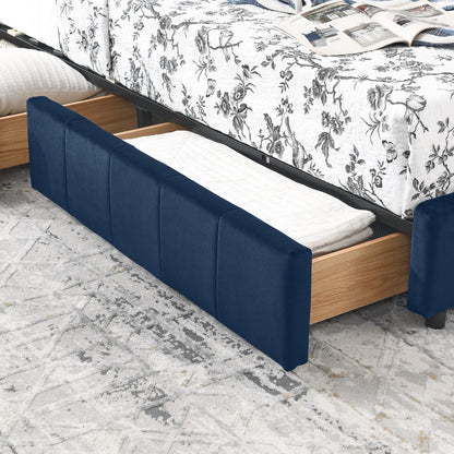 Full Size Storage Upholstered Tufted Bed Frame, Sofa Bed Frame with Comfortable Backrest and Armrests, Full Size Bed for Bedroom, Living Room,Velvet, DARK BLUE(80.5''*59''*29.5'') image 9