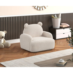 Raelynn 25.5"W Beige Sherpa Bear-Shaped Kids Armchair