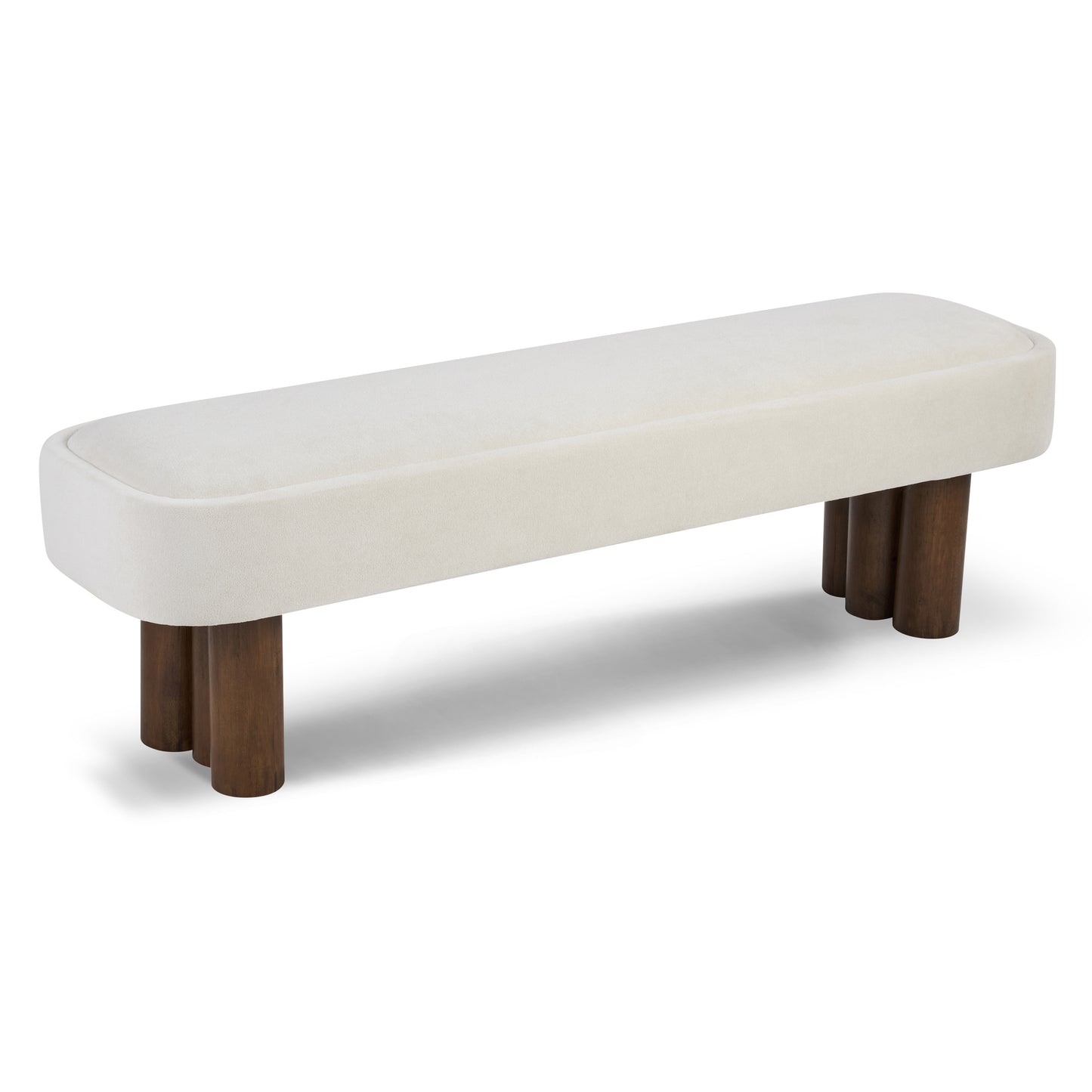 Indoor Beige Fabric Dining Bench with Walnut Color Legs, 60.04'L Upholstered Seating for Kitchen, Dining Room and Living Space,250lbs Capacity image 8