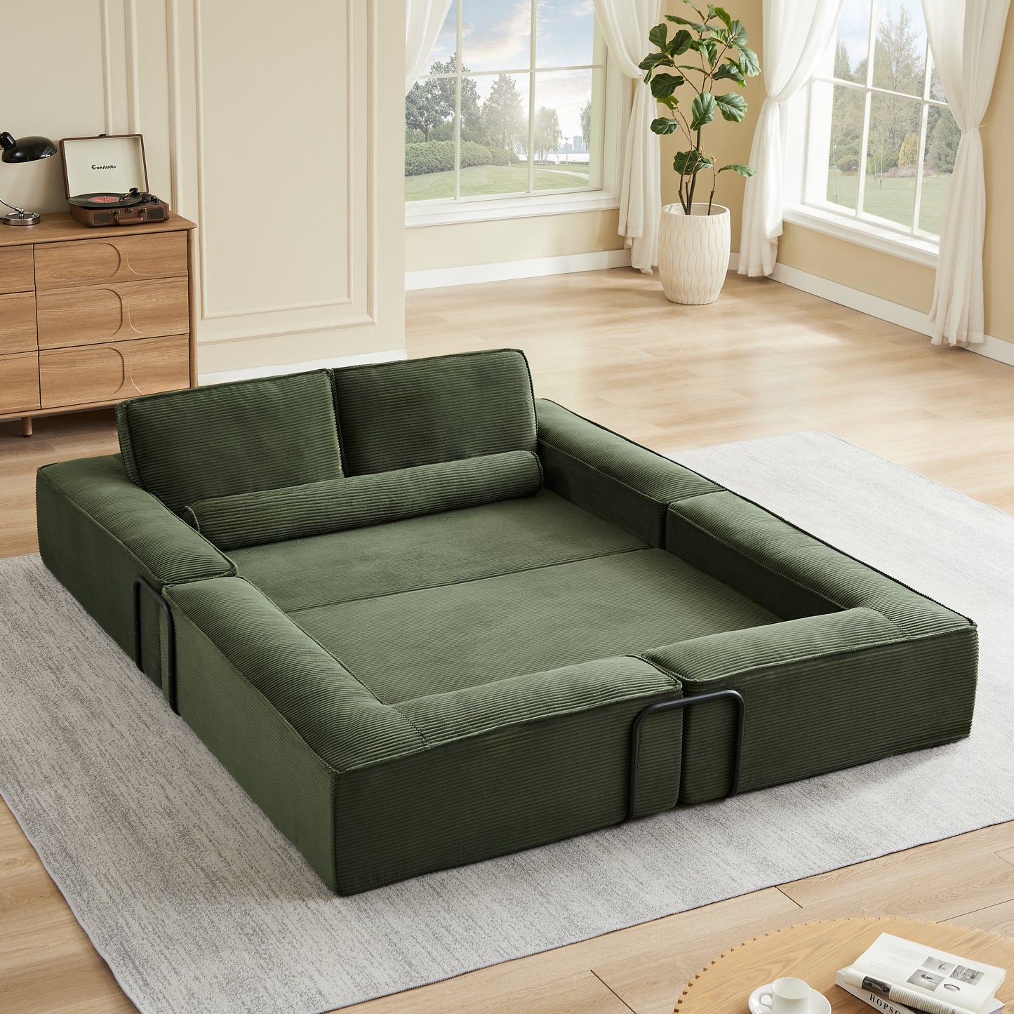 Large modern corduroy sofa can be freely combined, suitable for living room, parent-child castle, building block sofa image 8