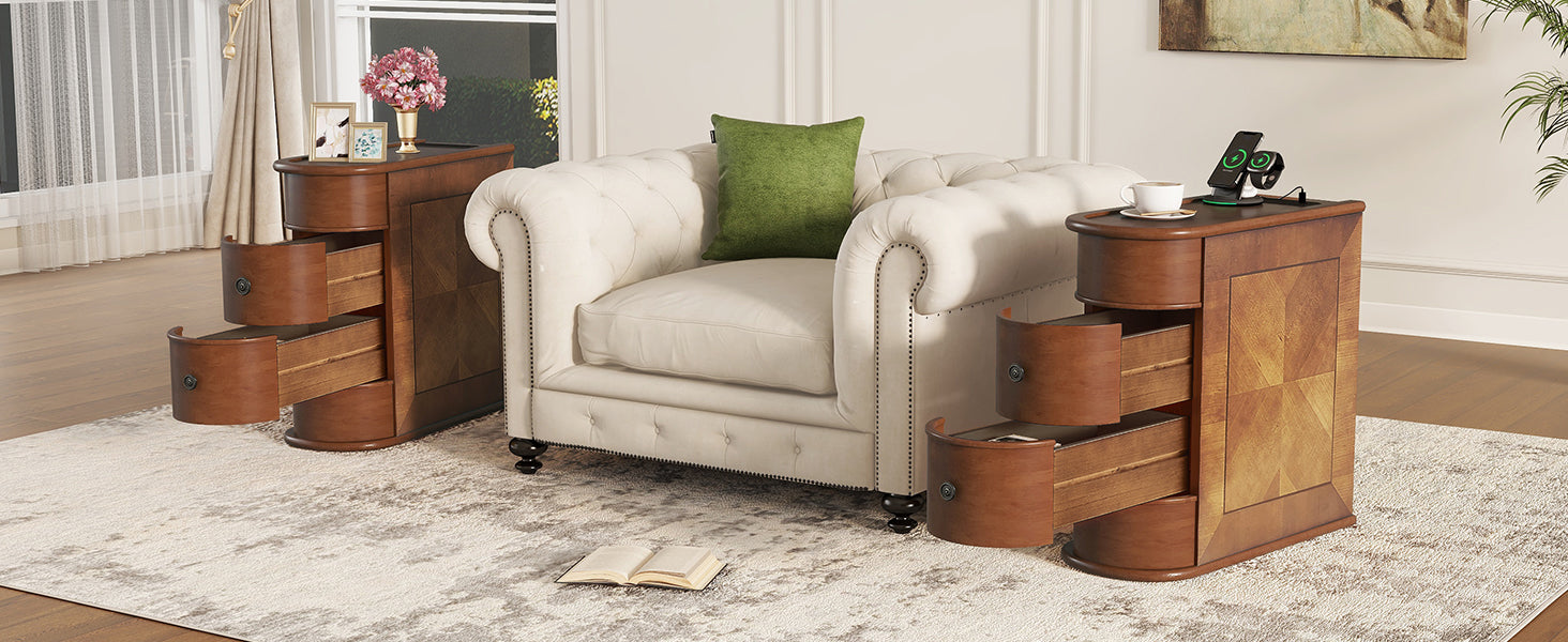 End Table with Charging Station,Sofa Side Table with Drawers, No Assembly Required(Expect Arrival Date 2025/4/16) image 8