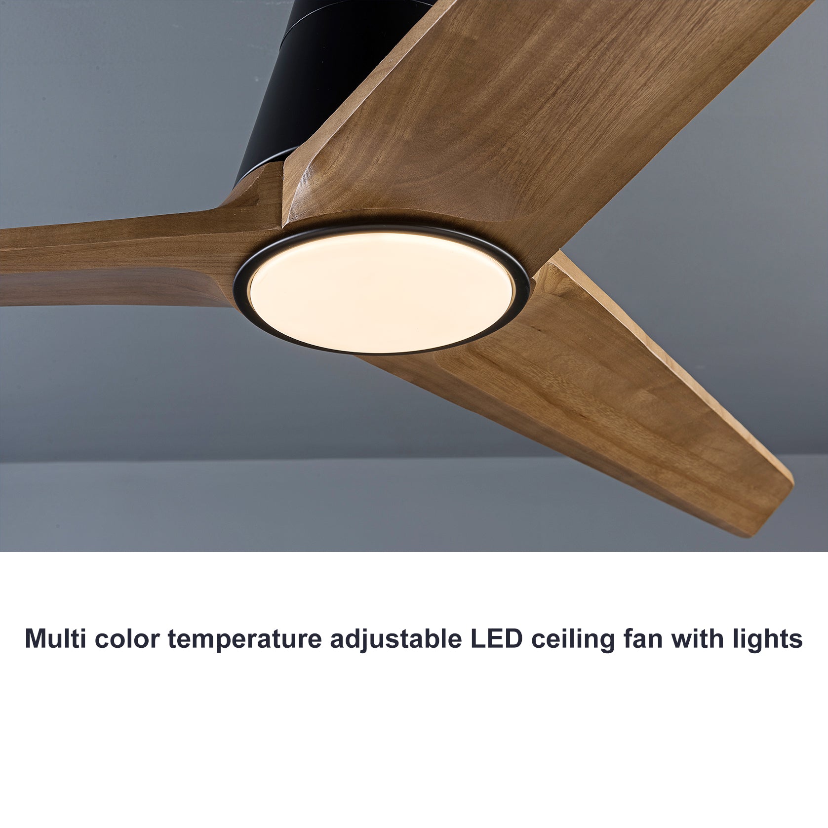 52 inch Decorative Ceiling Fan with Lights,3 Solid Wood Blade, Remote Control, 3CCT Dimmable LED, Timer, 6-Speed Reversible Motor Use for Living Room or Patio image 7