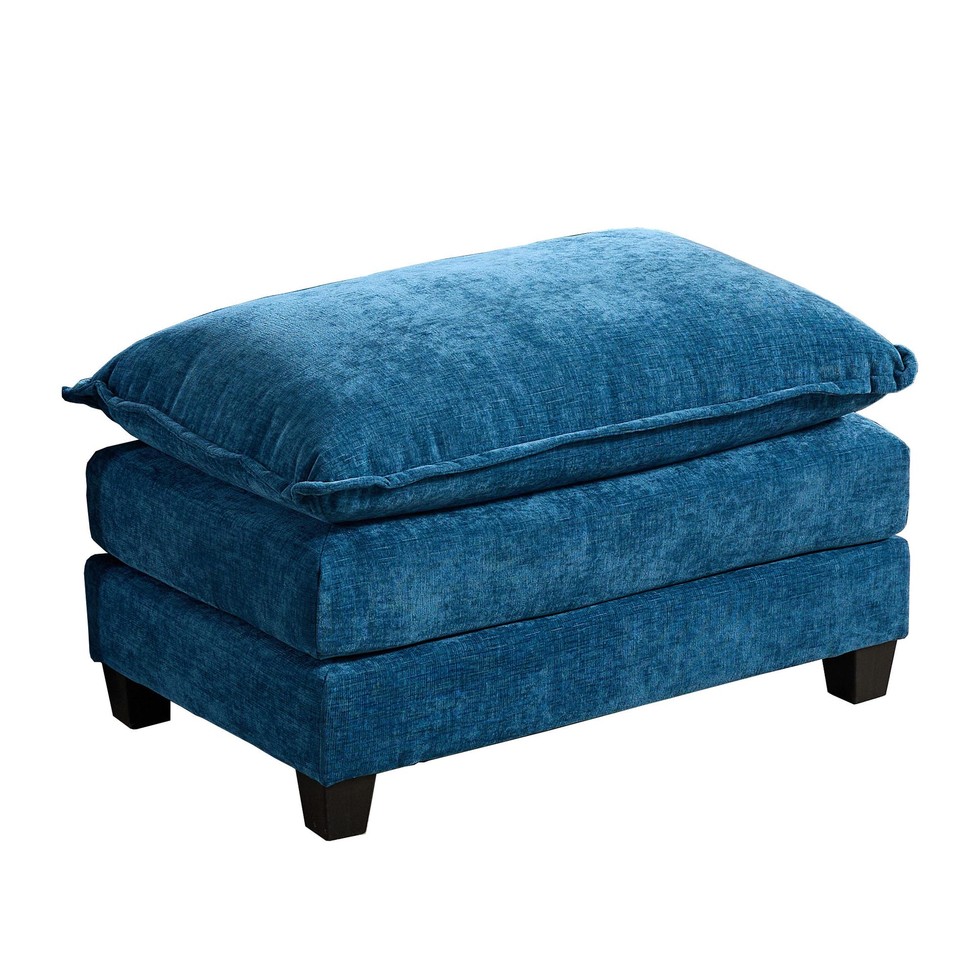 Cloud Sofa Ottoman only, Modern Sectional Couch, for Living Room Bedroom and Apartment, Comfy Double Layer Upholstered Seat Cushion, Breathable Chenille Fabric, Blue image 1