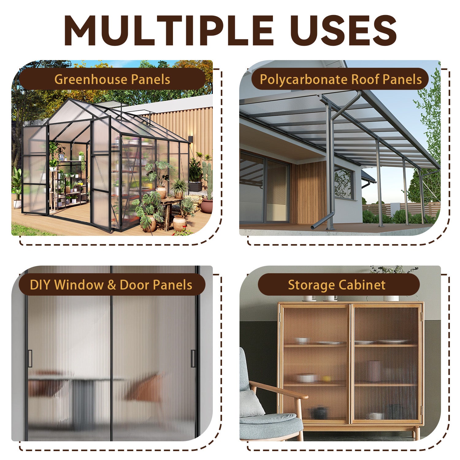 4' x 2' Twin-Wall Polycarbonate Greenhouse Panels (10 Pack), High Light Transmission & All-Weather Insulated Sheets, Shatter-Resistant Replacement for Glass Roofing, Balcony Divider image 6