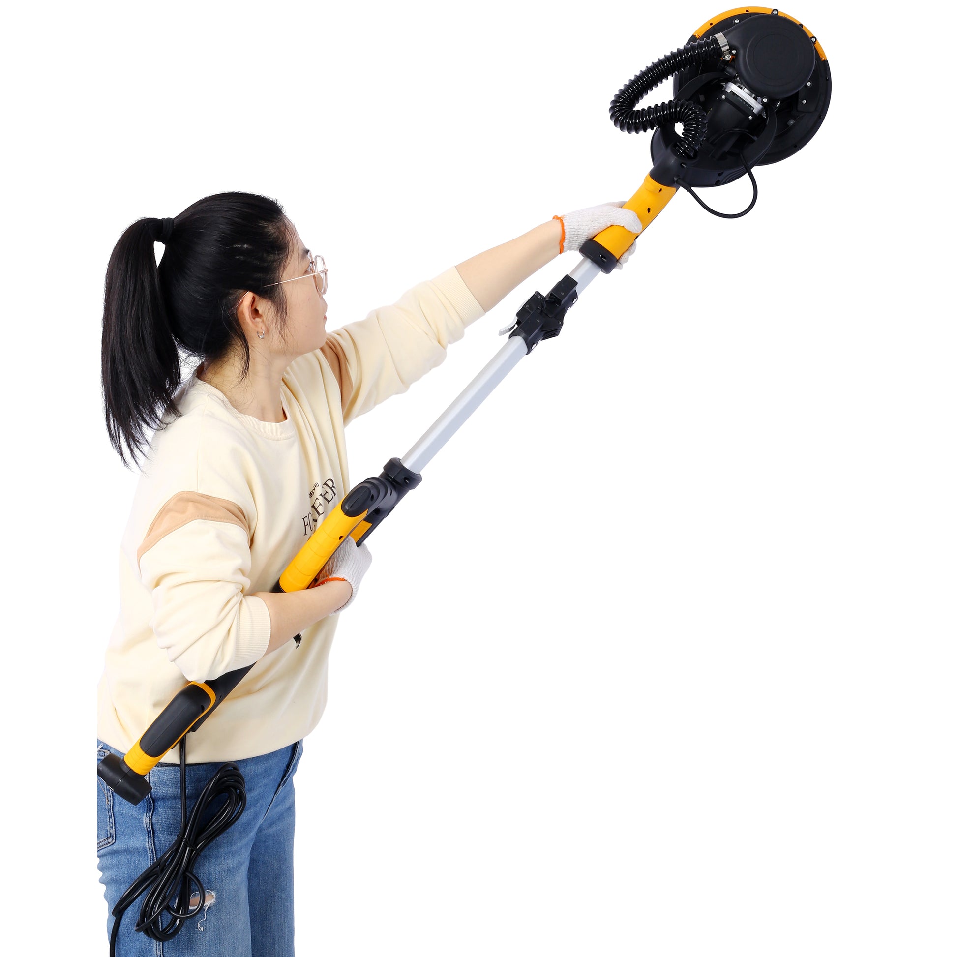 Drywall Sander, 780W Electric Drywall Sander with Vacuum Dust Collection 6.5A Motor Dustless Floor Sander with Variable Speed 900-1800RPM, LED Light, Extendable & Foldable Handle, image 6