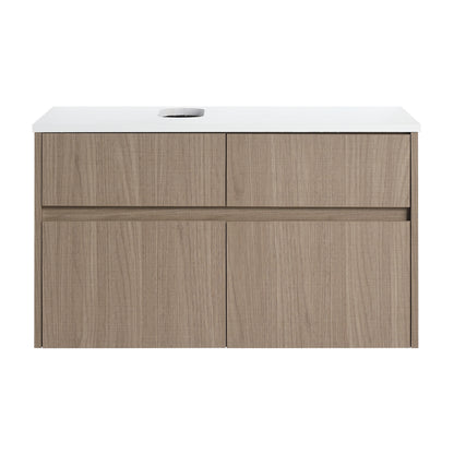 32(31-1/2") Inch Wall-Mounted Bathroom Vanity, 2-Soft Close Doors and 1-Drawer, KD-Packing, Particle Board (Vanity Only, Without Sink) image 4