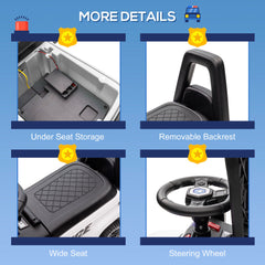 Aosom Kids Push Ride On Car with Working PA System and Horn, Police Truck Style  Foot-to-Floor Sliding Car for Boys and Girls with Under-Seat Storage, for 18 Months to 5 Years Old, White