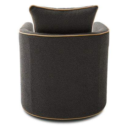 Swivel Accent Chair Upholstered Club Chair Barrel Sofa Chair for Living Room, Reading Corner, and Small Spaces, Dark Grey image 10