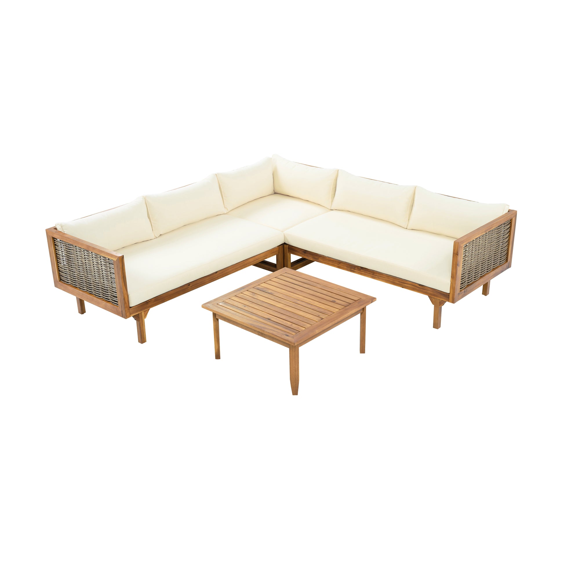 SECTIONAL SEATING GROUP WITH WATERPROOF CUSHIONS - PREMIUM OUTDOOR SOFA SET(BEIGE CUSHION) image 5