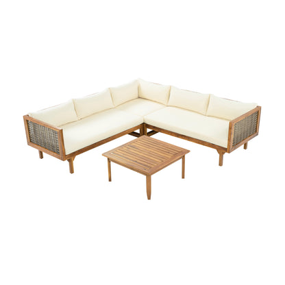 SECTIONAL SEATING GROUP WITH WATERPROOF CUSHIONS - PREMIUM OUTDOOR SOFA SET(BEIGE CUSHION) image 5