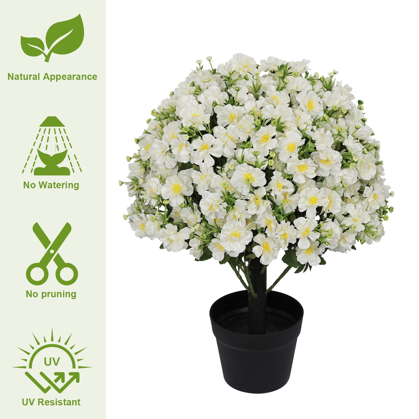 24-Inch Faux Flower Artificial Snow Lotus Potted Plant UV-Resistant Artificial Floral Decor Suitable for Indoor & Outdoor Spaces(White),2 Pots per /Set image 6