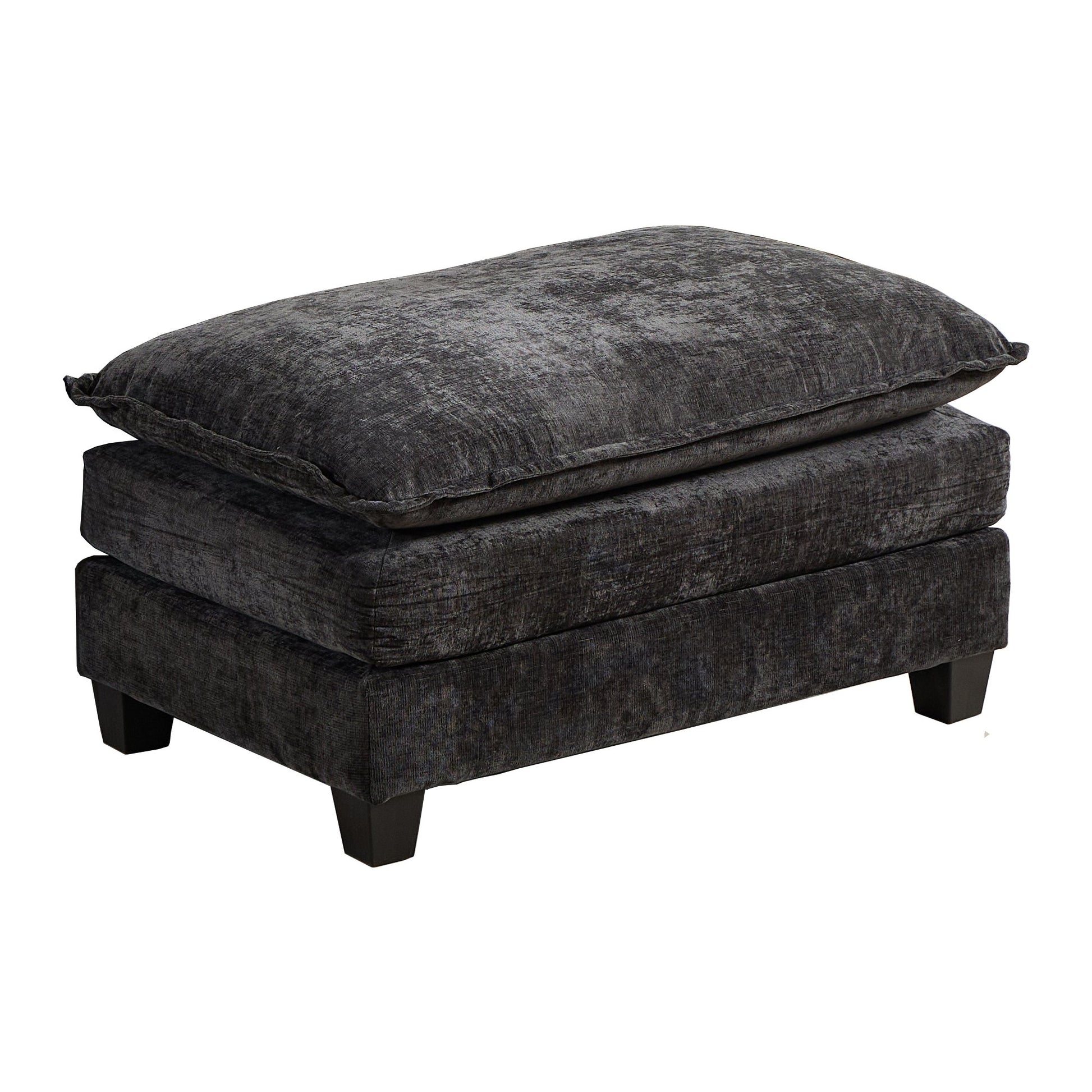 Cloud Sofa Ottoman only, Modern Sectional Couch, for Living Room Bedroom and Apartment, Comfy Double Layer Upholstered Seat Cushion, Breathable Chenille Fabric, Black image 1