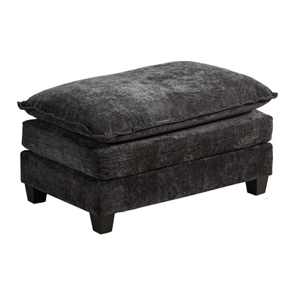 Cloud Sofa Ottoman only, Modern Sectional Couch, for Living Room Bedroom and Apartment, Comfy Double Layer Upholstered Seat Cushion, Breathable Chenille Fabric, Black image 1
