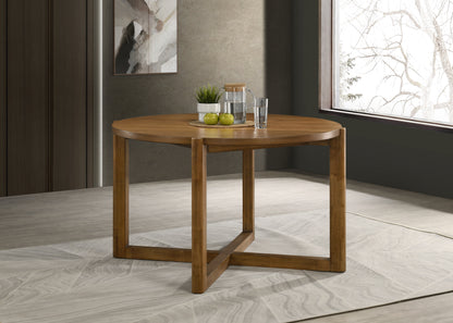 Andreo 47-inch Round Dining Table, Mid-Century Modern Walnut Finish Wood Table with Cross Sled Base, Seats 4 image 1