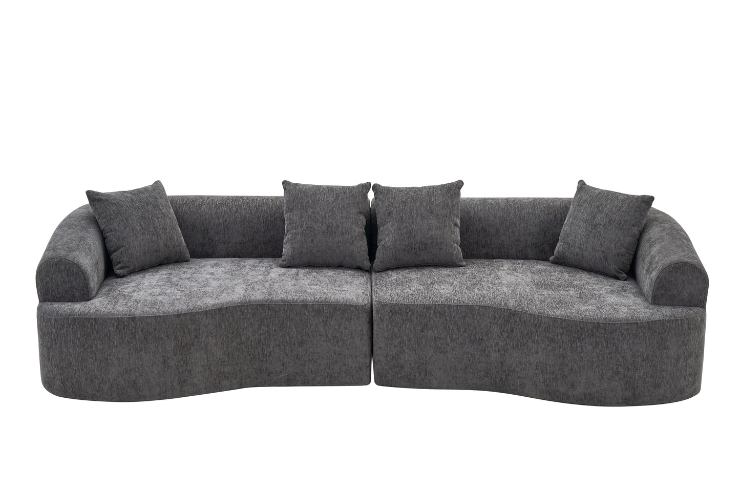 Curved Boneless Sofa,Compression Modular 108'' Sectional,Grey High-Density,Couches Sleeper for Living Room Bedroom Apartment Lounge,Chenille image 10