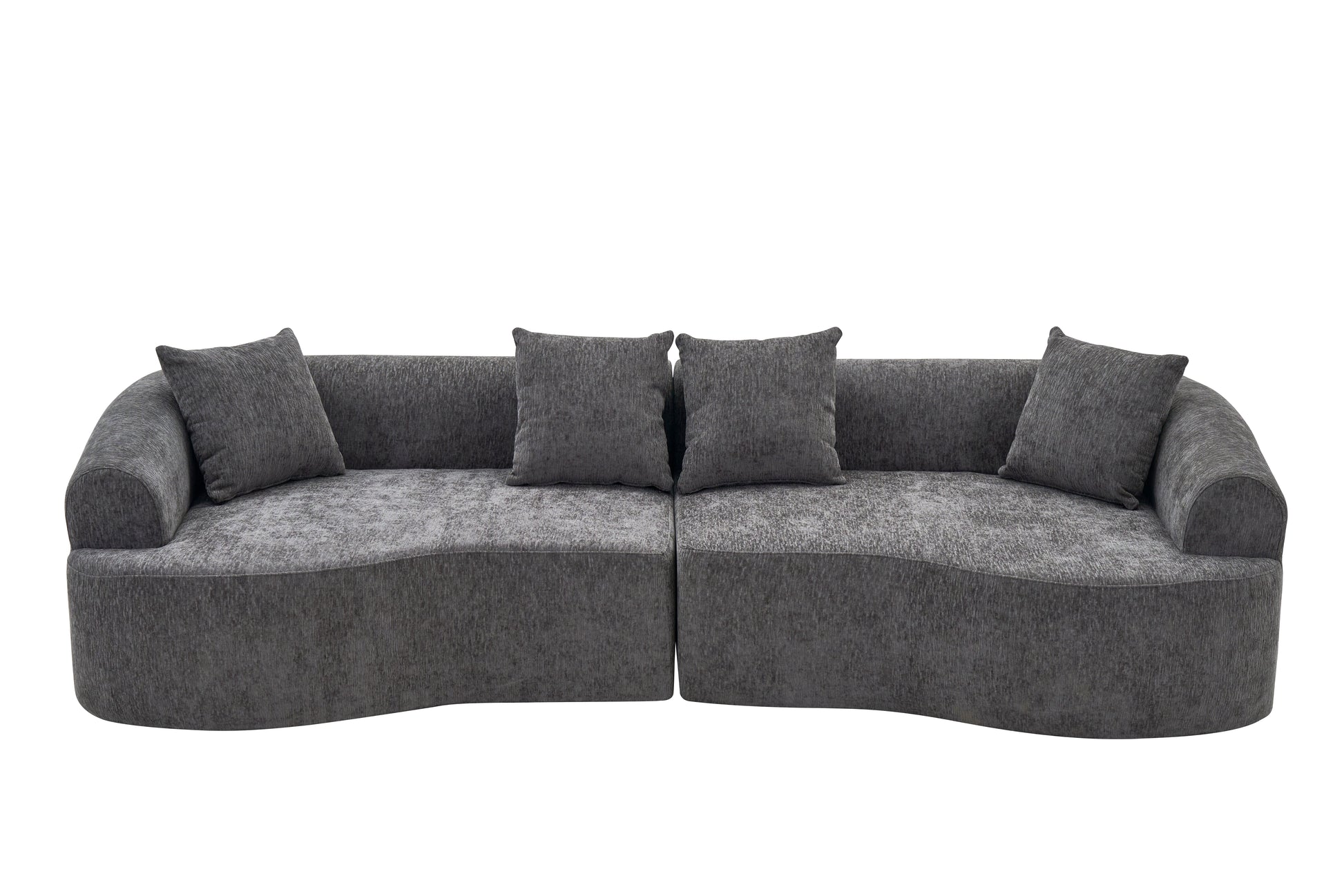 Curved Boneless Sofa,Compression Modular 108'' Sectional,Grey High-Density,Couches Sleeper for Living Room Bedroom Apartment Lounge,Chenille image 10