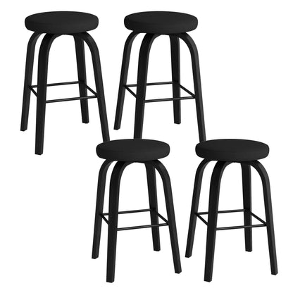 Swivel Bar Stools Set of 2, Bar Height Backless 30″ Bar Stool, Fabric Upholstered Seat, Sturdy Wood Legs and Metal Footrest, Mid-Century Modern Island Stools for Home Bars, Restaurants, All-black image 11