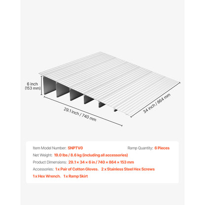 Door Threshold Ramp, 6 inch Rise, Aluminum Alloy Threshold Ramp Rated 800 lbs Load Capacity, Handicap Ramps for Home Steps for Wheelchair, Scooters, Power Chairs, Walkers, Bicycle, Tricycle image 6