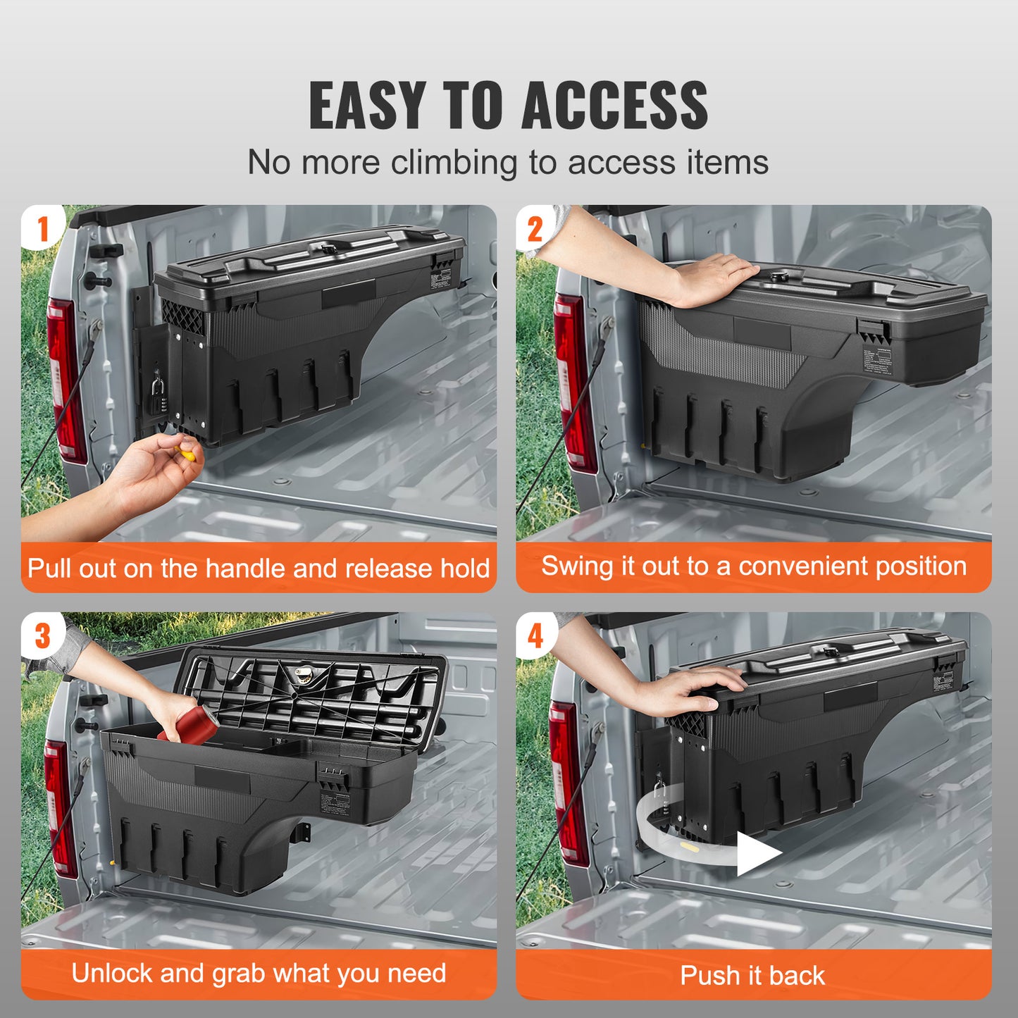 Truck Bed Storage Box, Lockable with Password Padlock, 6.6 Gal/25 L ABS Wheel Well Tool Box, Waterproof and Durable, Compatible with Ford F-150 2015-2021, Drivers Side (Left) image 4